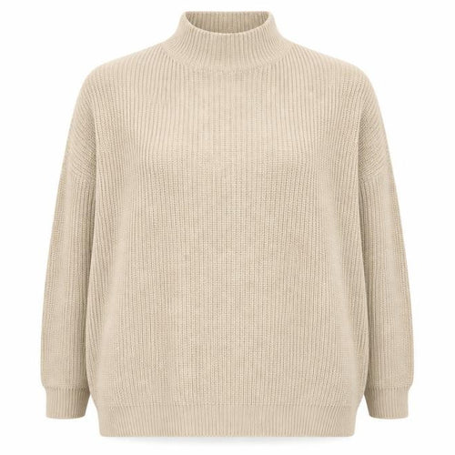 PrettyLittleThing Womens Beige Plus 2XL Chunky Knit Mock Neck Jumper