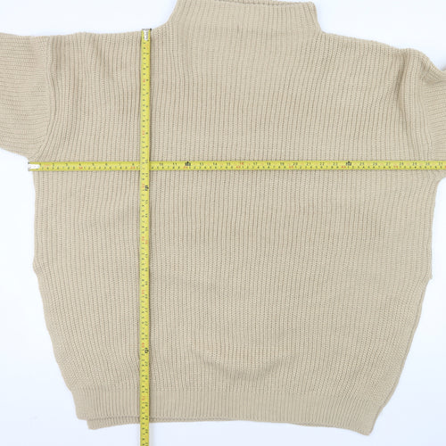 PrettyLittleThing Womens Beige Plus 2XL Chunky Knit Mock Neck Jumper