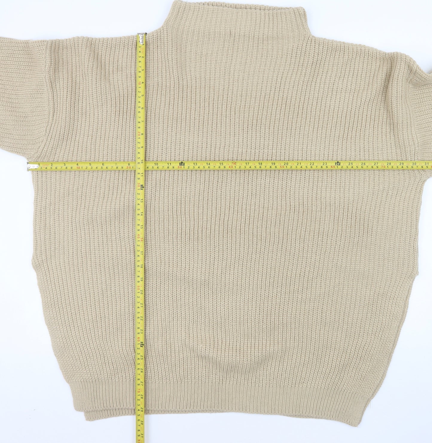 PrettyLittleThing Womens Beige Plus 2XL Chunky Knit Mock Neck Jumper