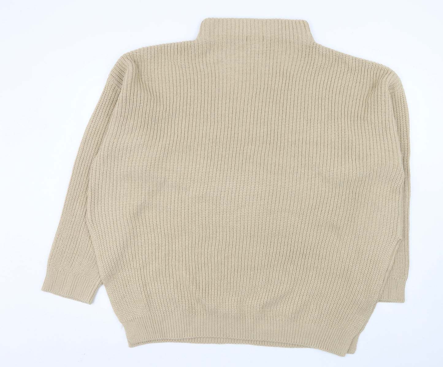 PrettyLittleThing Womens Beige Plus 2XL Chunky Knit Mock Neck Jumper