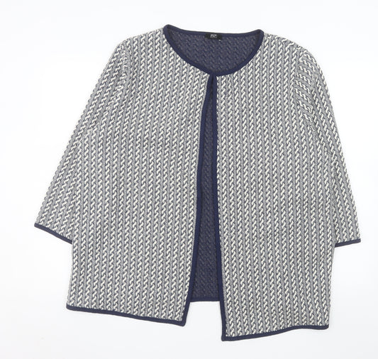 F&F Women Blue Geometric Long Sleeve Open Cardigan Size 22