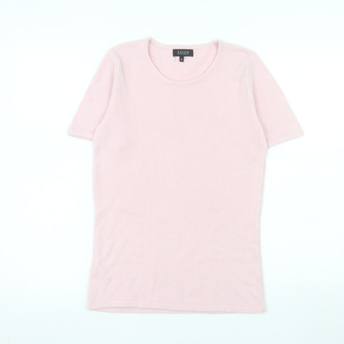 Soon Women's Pink Short Sleeve Acrylic Knit T-Shirt Size 8