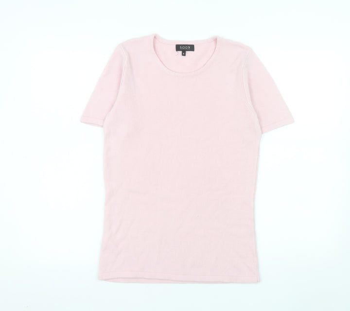 Soon Women's Pink Short Sleeve Acrylic Knit T-Shirt Size 8