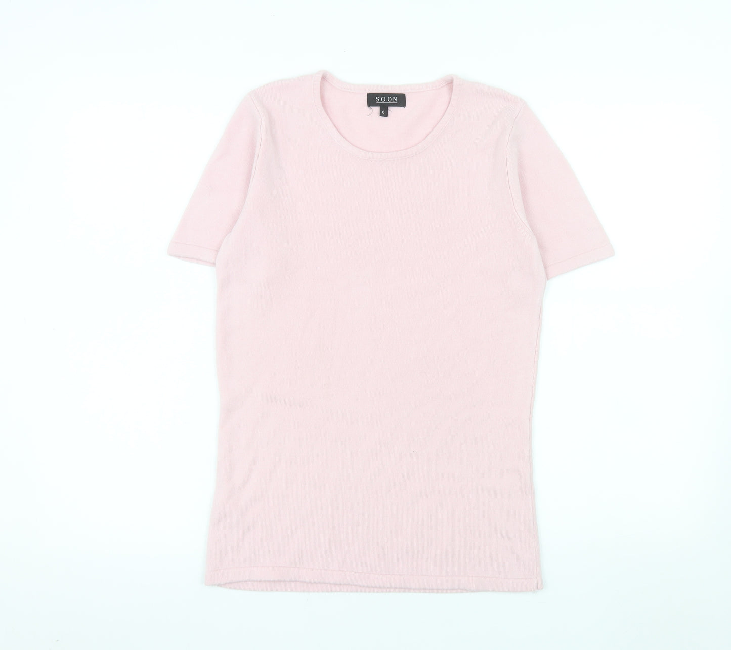 Soon Women's Pink Short Sleeve Acrylic Knit T-Shirt Size 8