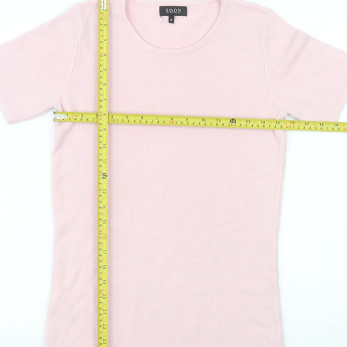 Soon Women's Pink Short Sleeve Acrylic Knit T-Shirt Size 8