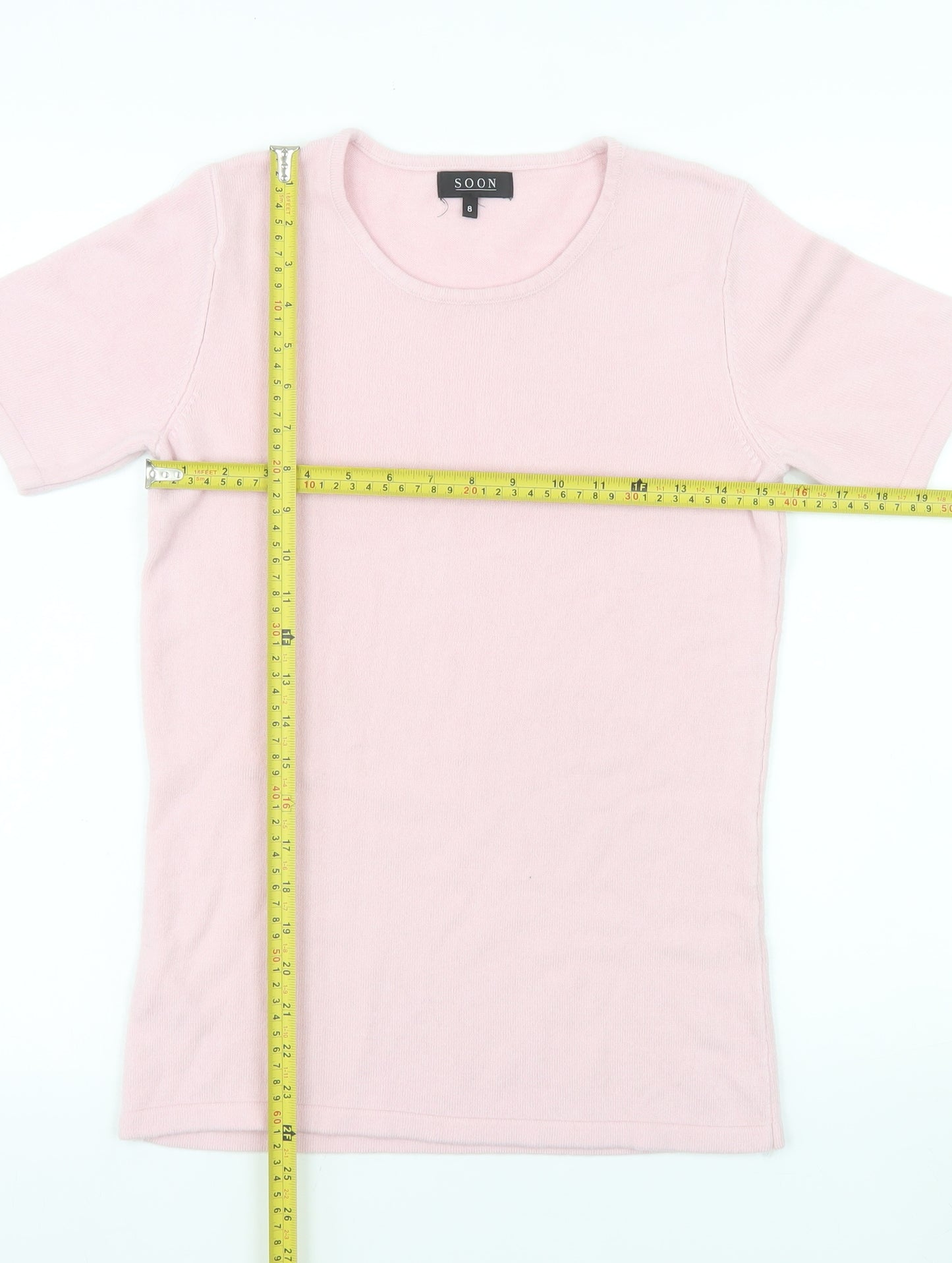 Soon Women's Pink Short Sleeve Acrylic Knit T-Shirt Size 8