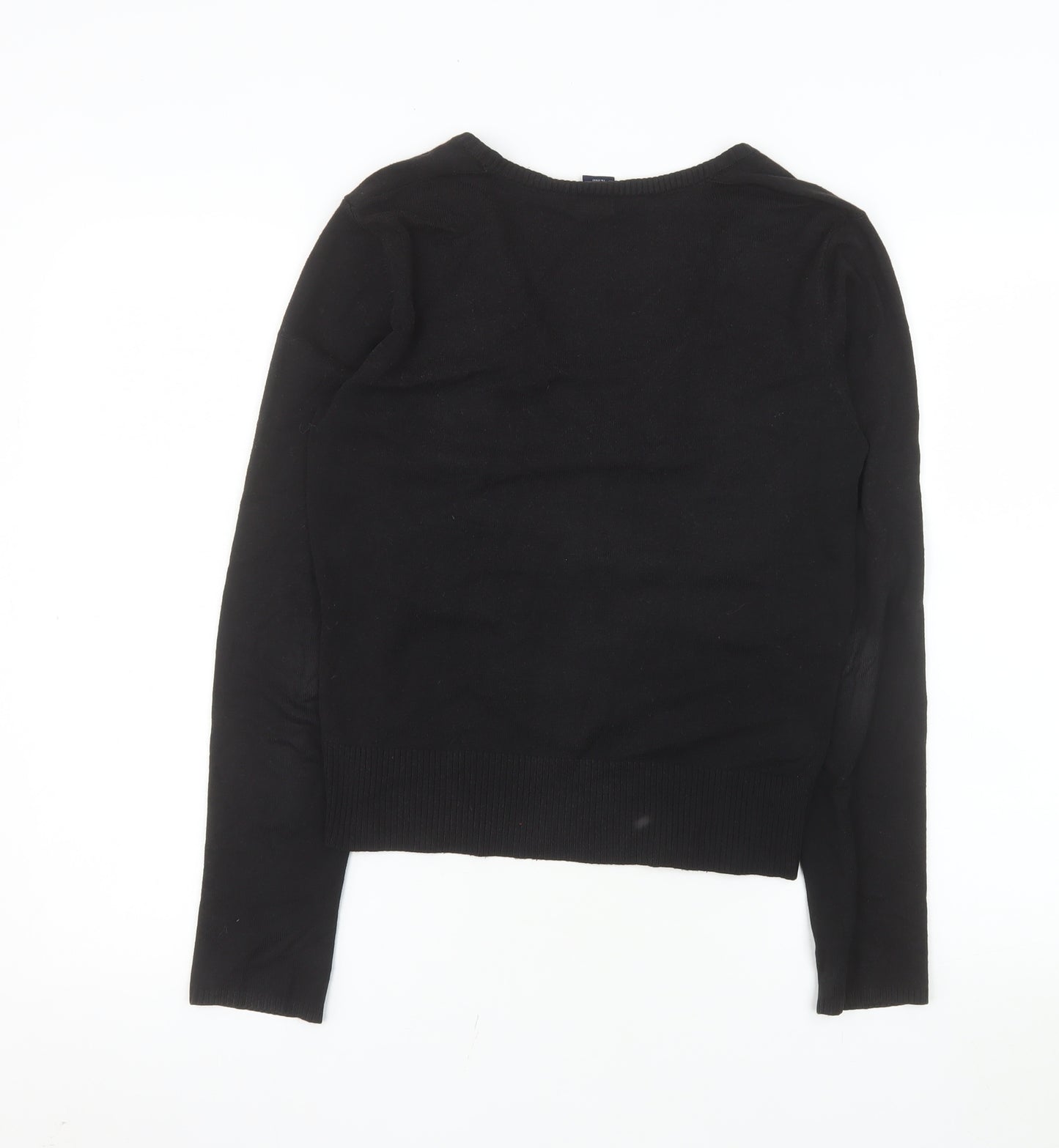 GAP Women Black V-Neck Stretch Cotton Blend Cardigan Size M