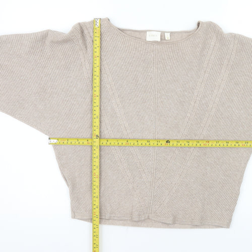 Cyrus Womens Beige Boat Neck Long Sleeve Knit Pullover Jumper Size L