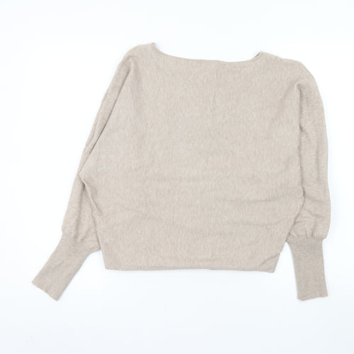 Cyrus Womens Beige Boat Neck Long Sleeve Knit Pullover Jumper Size L