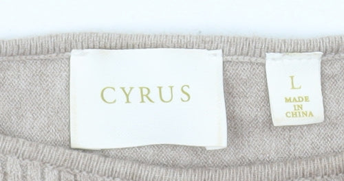 Cyrus Womens Beige Boat Neck Long Sleeve Knit Pullover Jumper Size L
