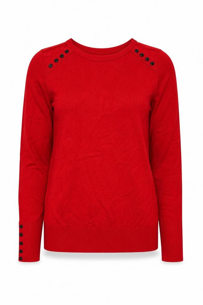 Wallis Women’s Red Crew Neck Button Detail Pullover Jumper Size 12