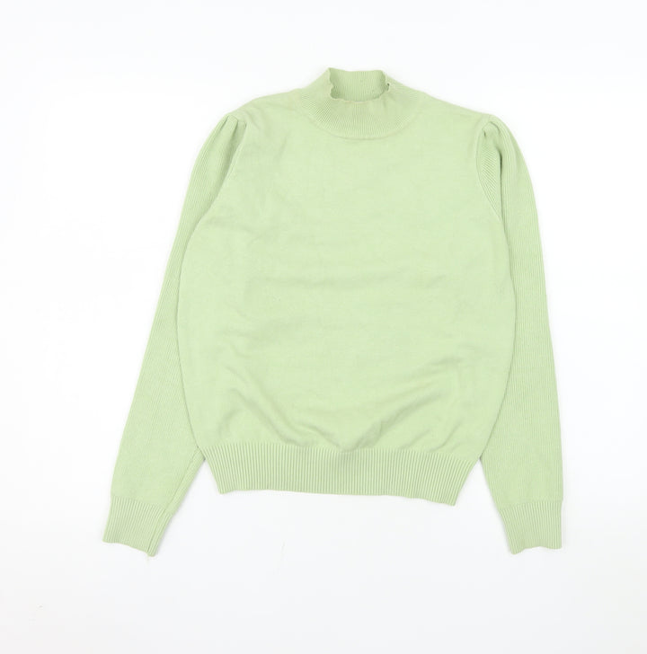 LUC-CE Women Green Mock Neck Long Sleeve Pullover Jumper M
