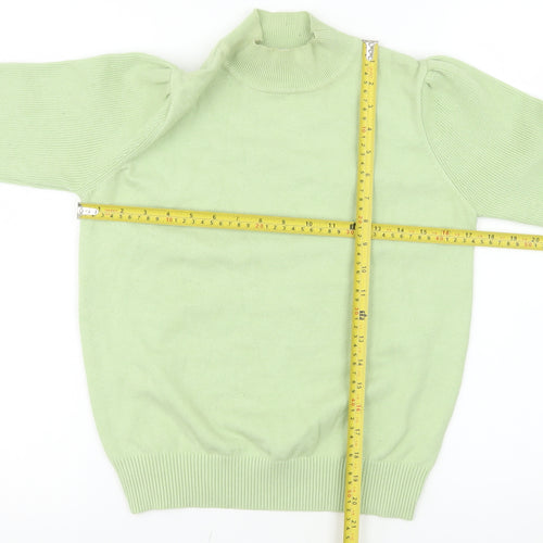 LUC-CE Women Green Mock Neck Long Sleeve Pullover Jumper M