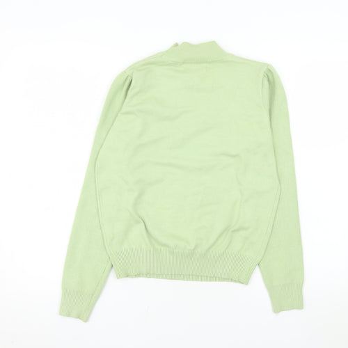 LUC-CE Women Green Mock Neck Long Sleeve Pullover Jumper M