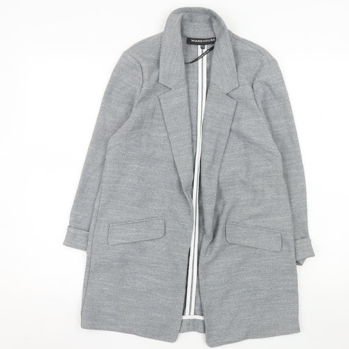 Warehouse Women Grey Long Single Breasted Suit Jacket UK 12