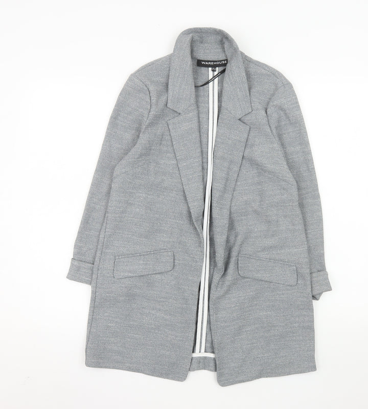 Warehouse Women Grey Long Single Breasted Suit Jacket UK 12