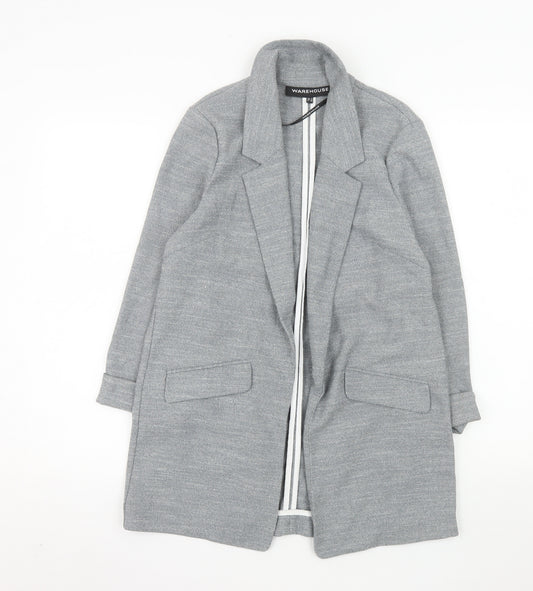 Warehouse Women Grey Long Single Breasted Suit Jacket UK 12