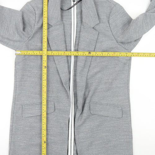 Warehouse Women Grey Long Single Breasted Suit Jacket UK 12