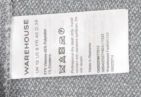 Warehouse Women Grey Long Single Breasted Suit Jacket UK 12