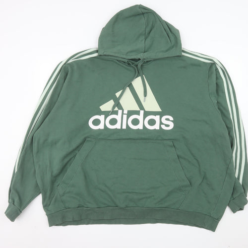 Adidas Womens Green 4XL Pullover Hoodie with Logo Print