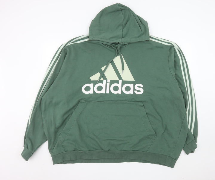 Adidas Womens Green 4XL Pullover Hoodie with Logo Print