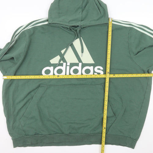 Adidas Womens Green 4XL Pullover Hoodie with Logo Print