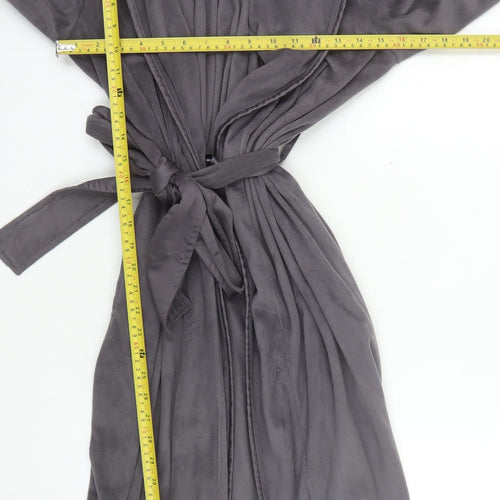 Jasper Conran Womens Grey Fleece Long Sleeve Robe Size 8-10