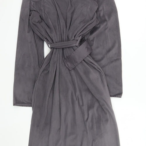 Jasper Conran Womens Grey Fleece Long Sleeve Robe Size 8-10