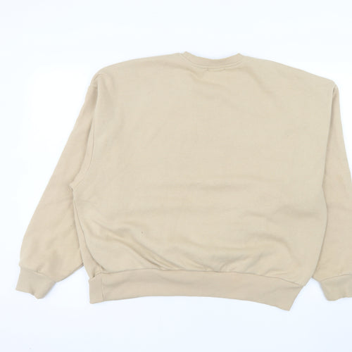 Stradivarius Women Beige Crew Neck Pullover Sweatshirt Size L