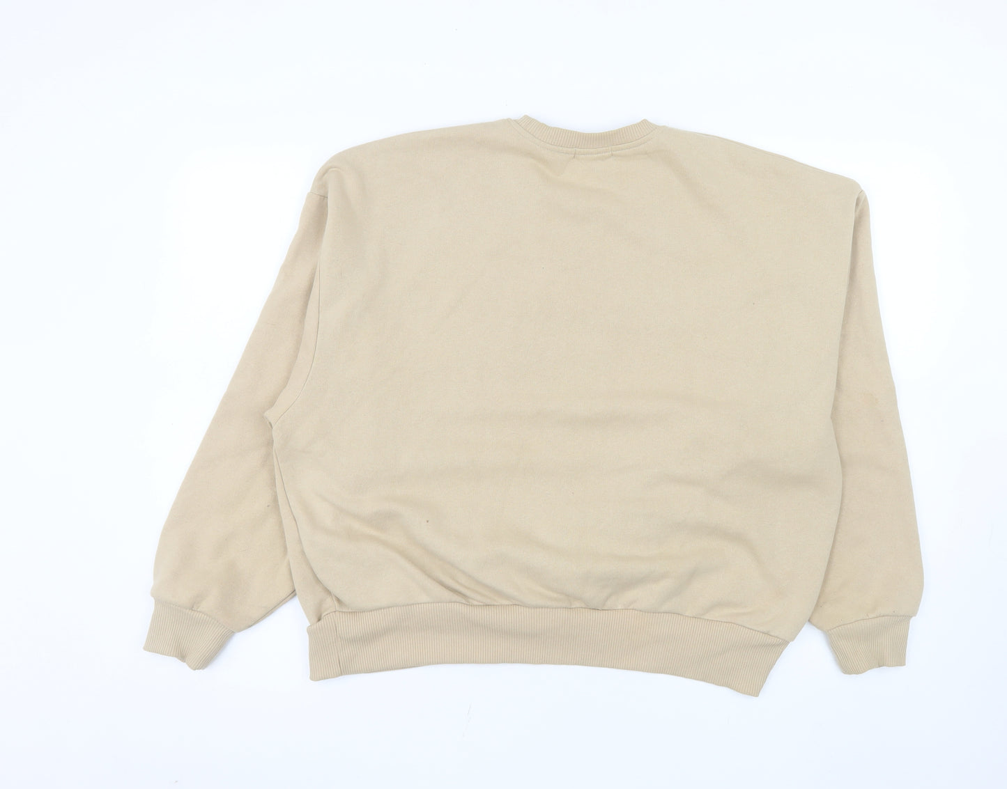 Stradivarius Women Beige Crew Neck Pullover Sweatshirt Size L
