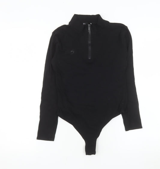 Threadbare Women's Black Long Sleeve 1/4 Zip Bodysuit Size 10