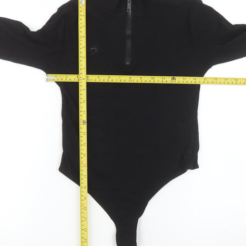 Threadbare Women's Black Long Sleeve 1/4 Zip Bodysuit Size 10