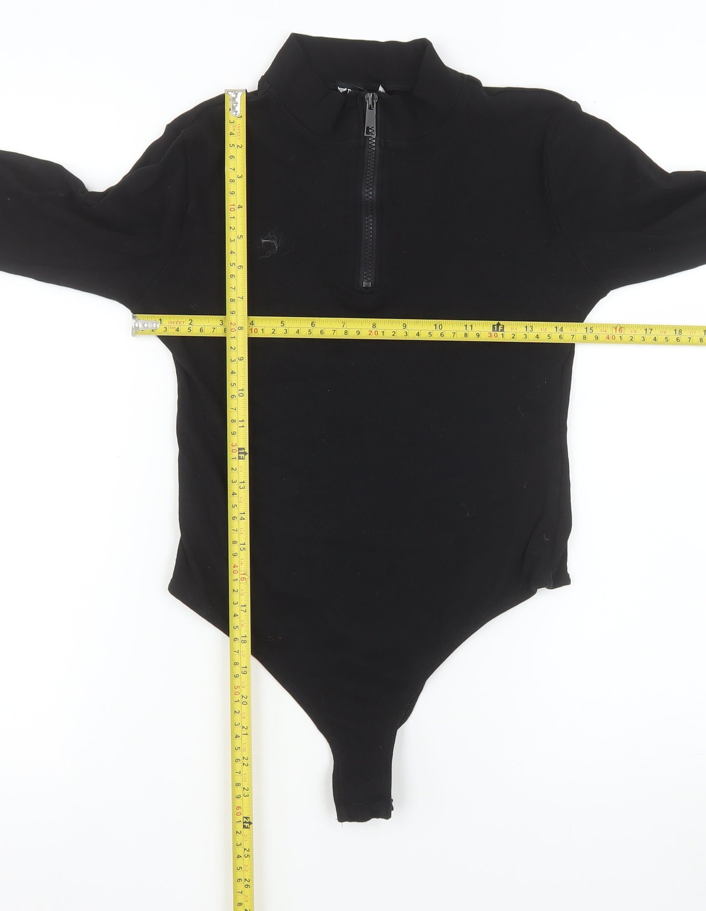 Threadbare Women's Black Long Sleeve 1/4 Zip Bodysuit Size 10