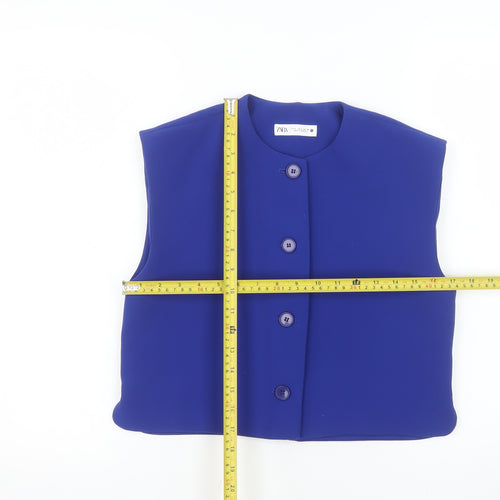 Zara Women Blue Sleeveless Single-Breasted Waistcoat Size 8