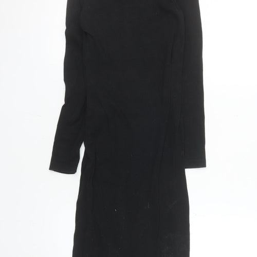 Brave Soul Women's Black Knit Bodycon Roll Neck Midi Dress Size S