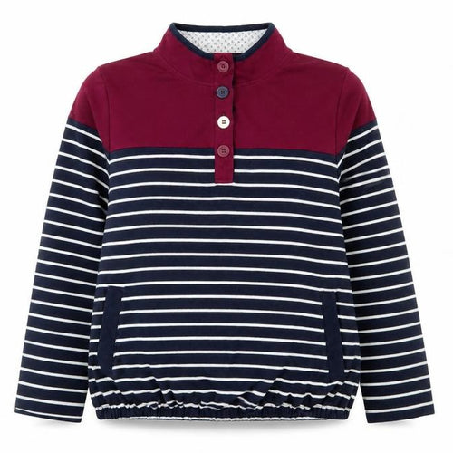 Bonmarché Women’s Navy Stripe Henley Sweatshirt XL Cotton Blend