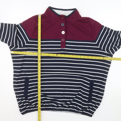 Bonmarché Women’s Navy Stripe Henley Sweatshirt XL Cotton Blend