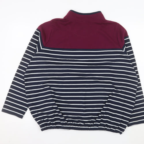 Bonmarché Women’s Navy Stripe Henley Sweatshirt XL Cotton Blend