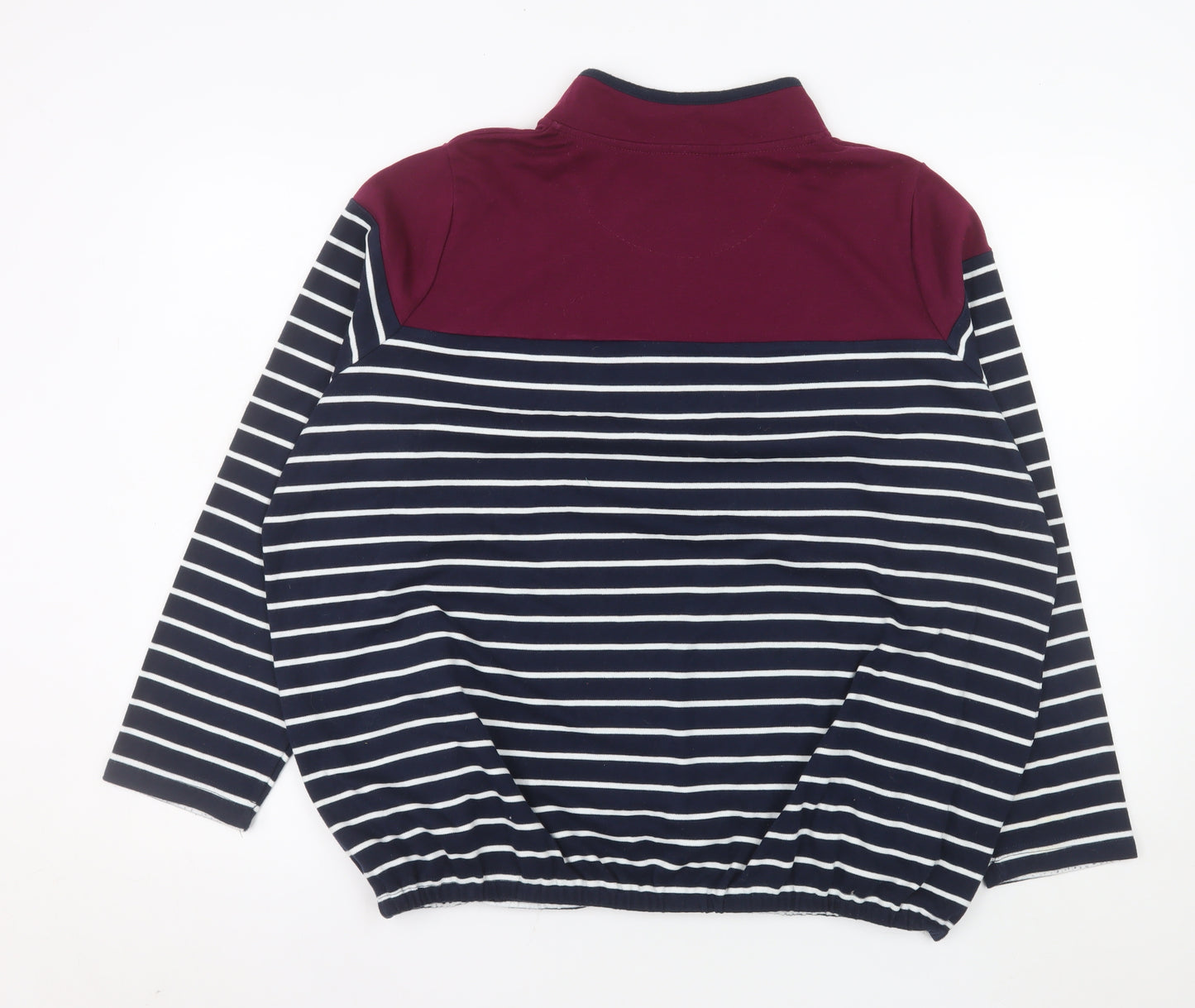 Bonmarché Women’s Navy Stripe Henley Sweatshirt XL Cotton Blend