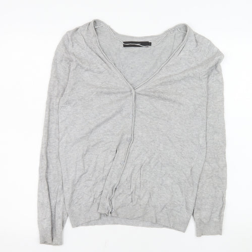 Vero Moda Women Grey V-Neck Long Sleeve Knit Cardigan Size L