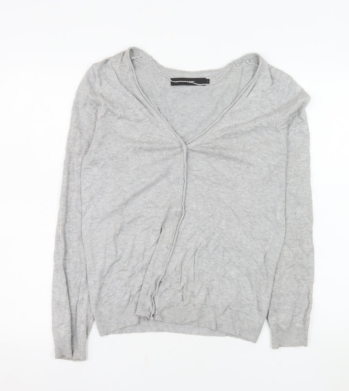Vero Moda Women Grey V-Neck Long Sleeve Knit Cardigan Size L
