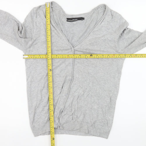 Vero Moda Women Grey V-Neck Long Sleeve Knit Cardigan Size L