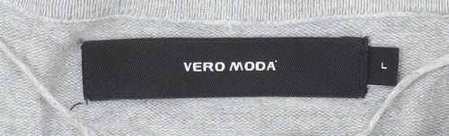 Vero Moda Women Grey V-Neck Long Sleeve Knit Cardigan Size L