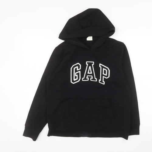 GAP Womens Black Pullover Hoodie Medium Cotton Blend Logo
