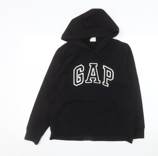 GAP Womens Black Pullover Hoodie Medium Cotton Blend Logo