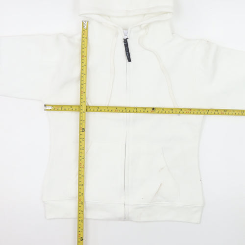 Uneek Ladies White Zip Up Hooded Fleece Jacket Size S
