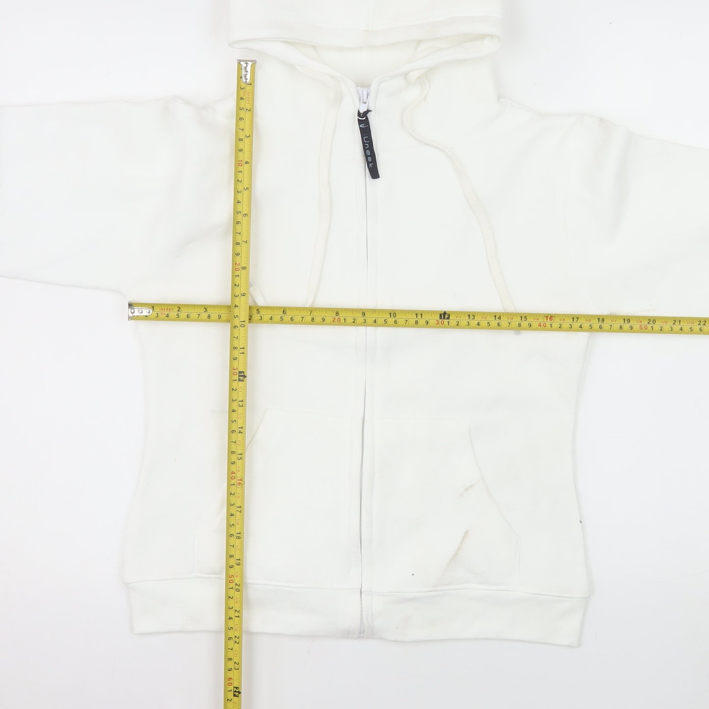 Uneek Ladies White Zip Up Hooded Fleece Jacket Size S