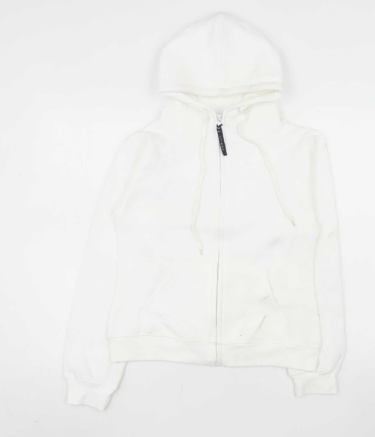 Uneek Ladies White Zip Up Hooded Fleece Jacket Size S