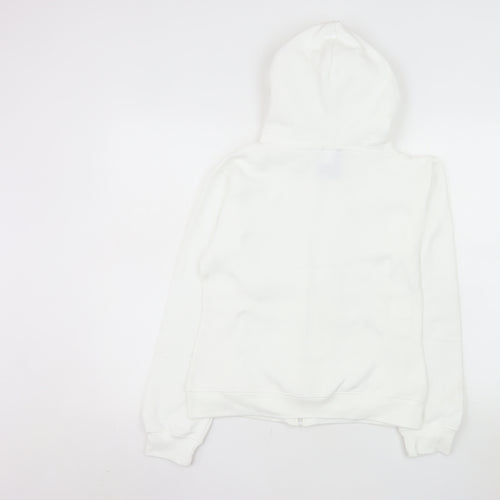 Uneek Ladies White Zip Up Hooded Fleece Jacket Size S
