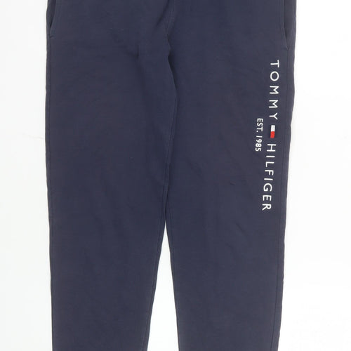 Tommy Hilfiger Boys Blue Jogger Trousers Size 164 Cotton Blend Fleece